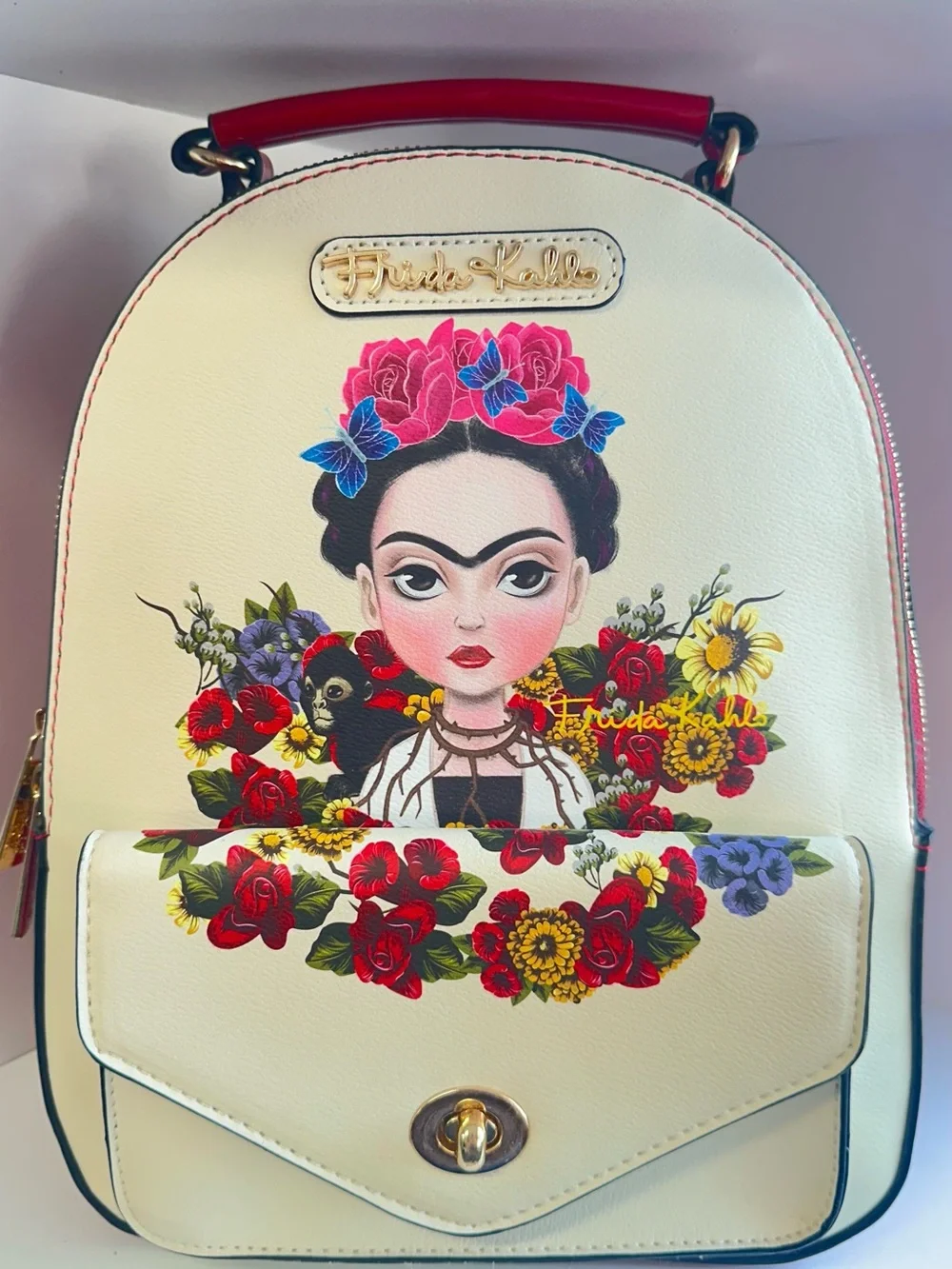 Cream Floral Backpack